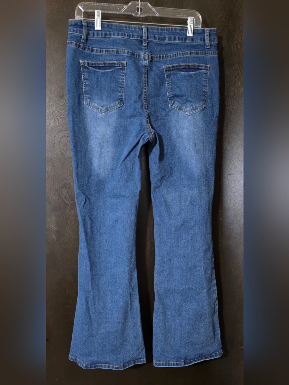 Women's High-Rise Blue Flare Jeans Button-Fly Stretch Women's Size XL - Picture 4 of 7